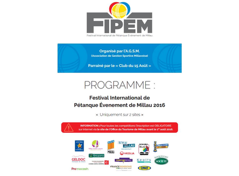 Programme Festival International Millau 2016 Pétanque - Actualité petanque generation