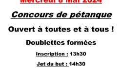 Concours en Doublette le 8 mai 2024 - Saulzoir - 59227