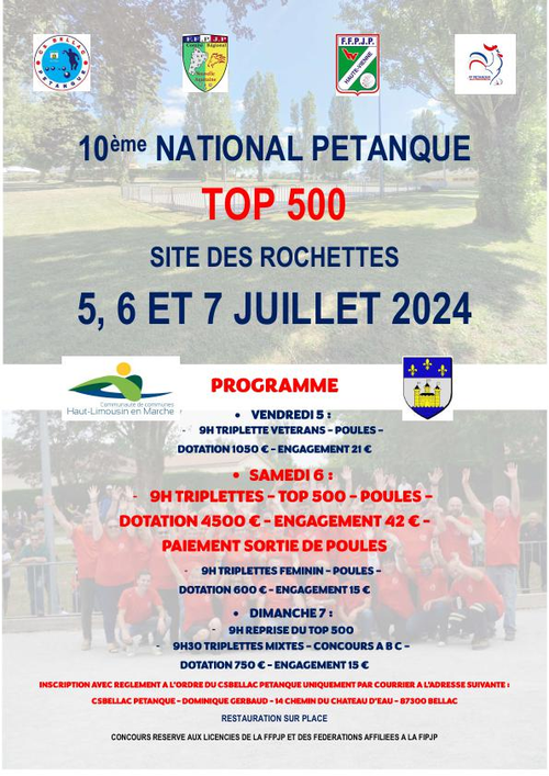 Concours de pétanque en Triplette - National TOP 500 - Bellac