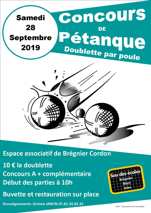 Concours de pétanque en Doublette - Brégnier-Cordon