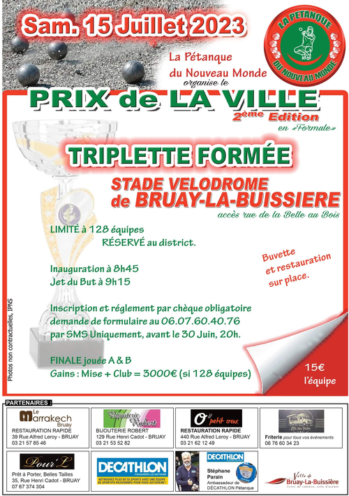Concours de pétanque en Triplette Mixte - Bruay-la-Buissière