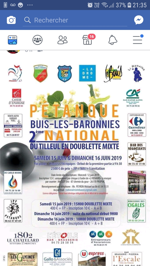 Concours de pétanque en Doublette Mixte - Grand Prix - Buis-les-Baronnies