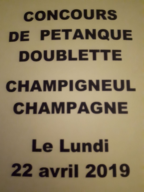 Concours de pétanque en Doublette - Champigneul-Champagne