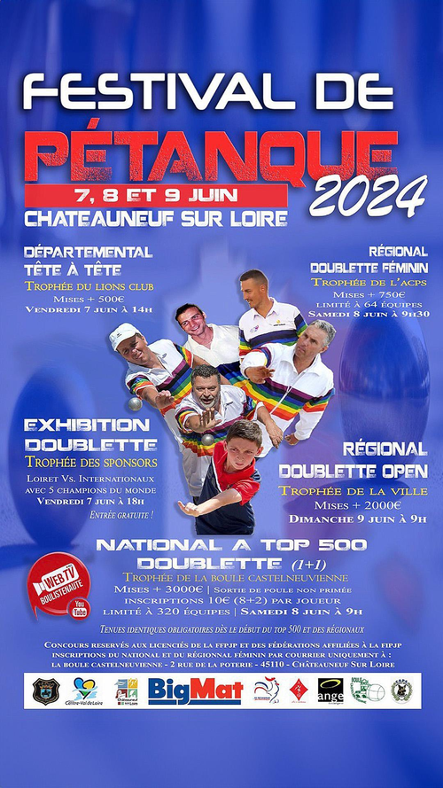 Concours de pétanque en Doublette - National TOP 500 - Châteauneuf-sur-Loire