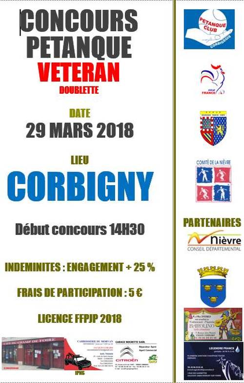 Concours de pétanque en Doublette - Départemental - Corbigny