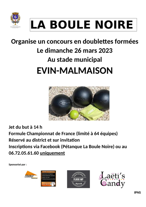Concours de pétanque en Doublette - Évin-Malmaison