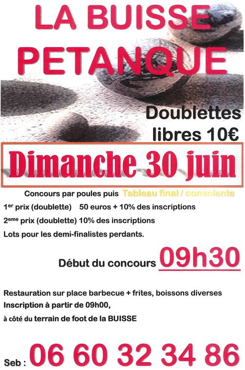 Concours de pétanque en Doublette - La Buisse