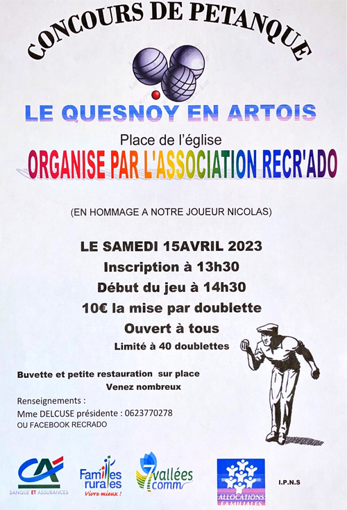 Concours de pétanque en Doublette - Le Quesnoy-en-Artois