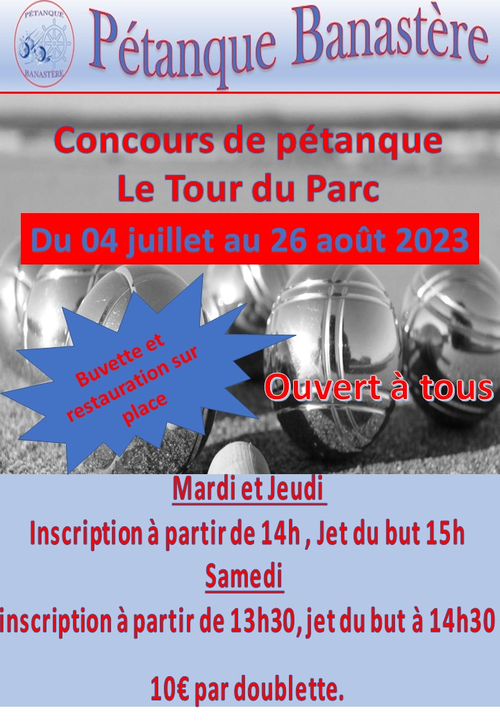 Concours de pétanque en Doublette - Le Tour-du-Parc