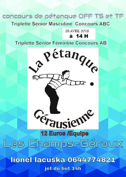 Concours de pétanque en Triplette - Régional - Les Champs-Géraux