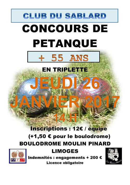 Concours de pétanque en Triplette - Départemental - Limoges