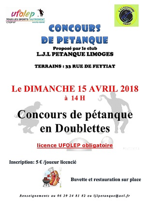 Concours de pétanque en Doublette - Régional - Limoges