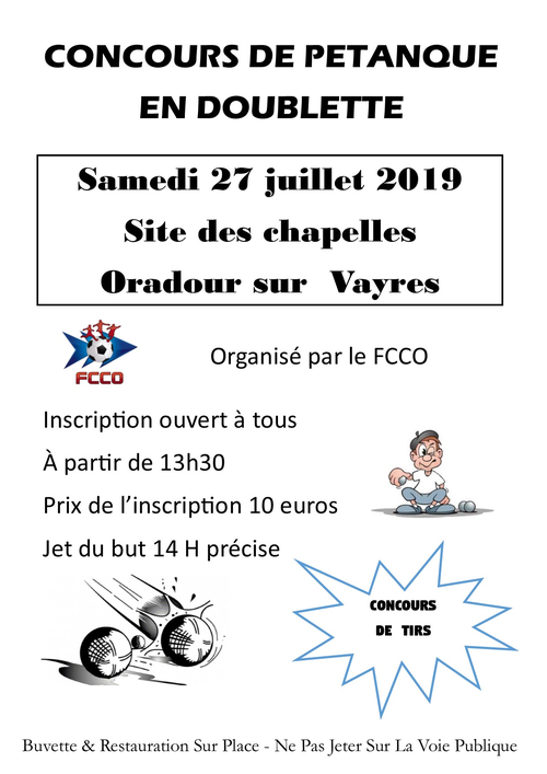 Concours de pétanque en Doublette - Oradour-sur-Vayres