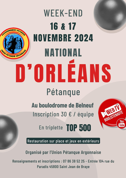 Concours de pétanque en Triplette - National TOP 500 - Orléans