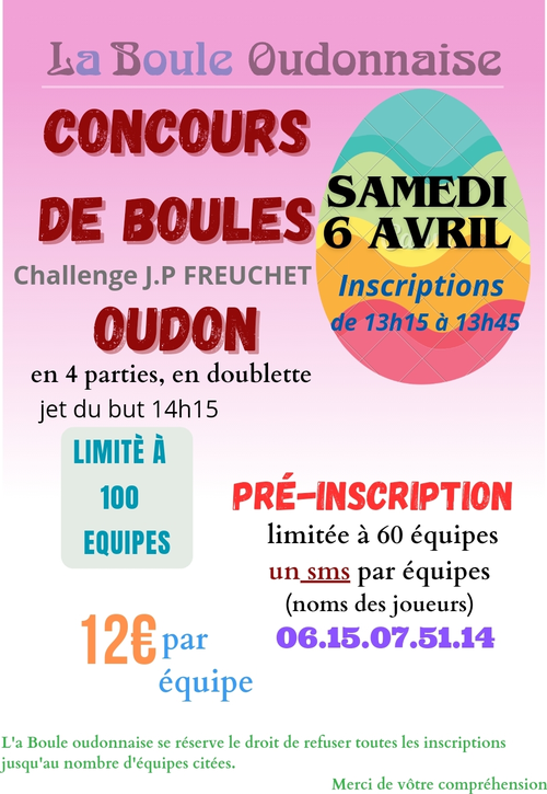 Concours de pétanque en Doublette - Oudon