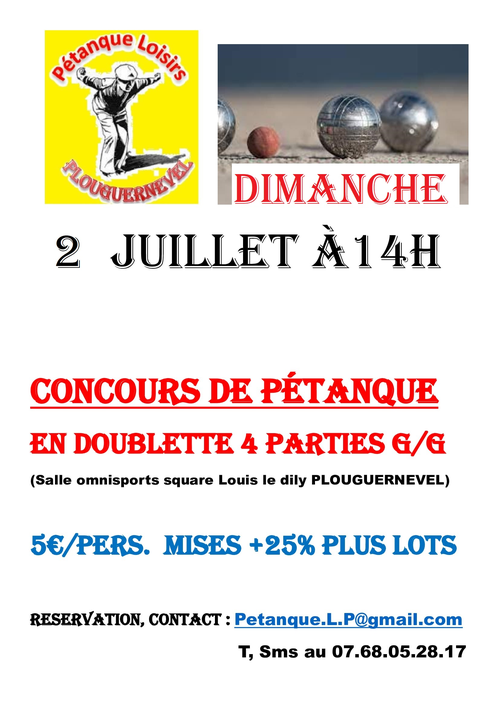 Concours de pétanque en Doublette - Plouguernével