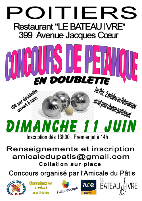 Concours de pétanque en Doublette - Poitiers