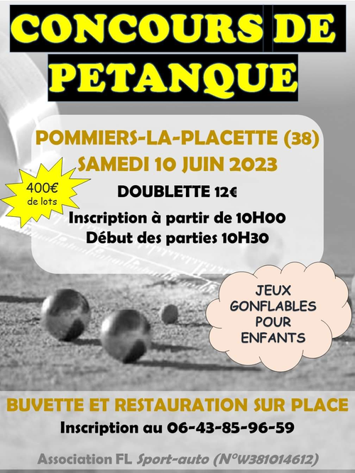 Concours de pétanque en Doublette - Pommiers-la-Placette