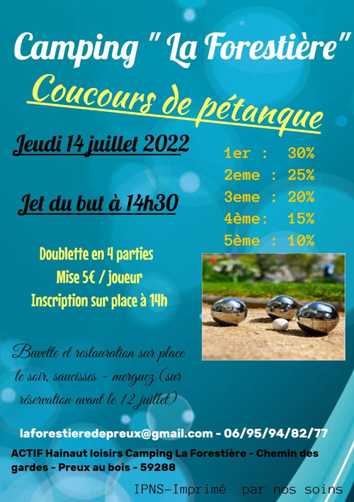 Concours de pétanque en Doublette - Preux-au-Bois