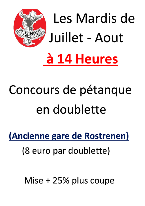 Concours de pétanque en Doublette - Rostrenen