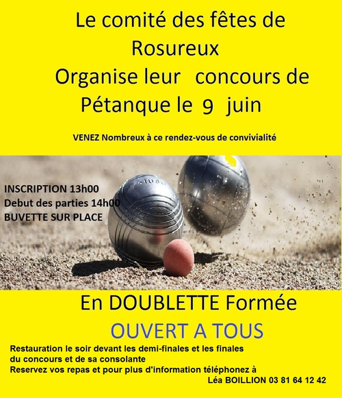 Concours de pétanque en Doublette - Rosureux