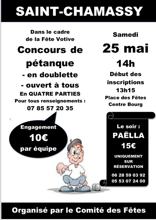 Concours de pétanque en Doublette - Saint-Chamassy