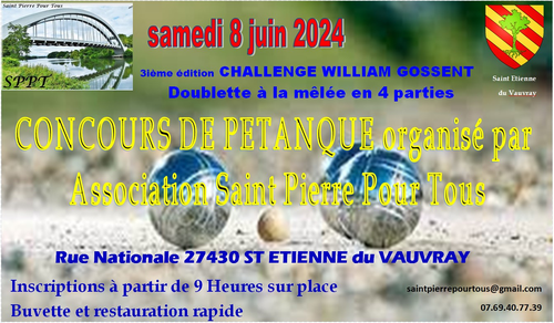 Concours de pétanque en Doublette - Saint-Étienne-du-Vauvray