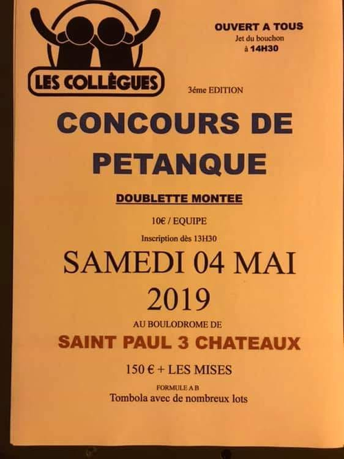 Concours de pétanque en Doublette - Saint-Paul-Trois-Châteaux