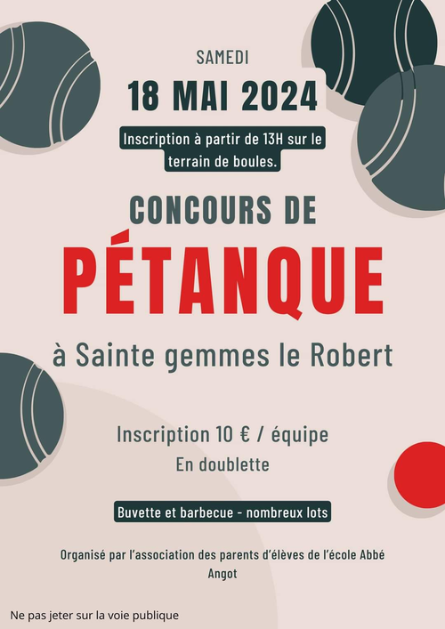 Concours de pétanque en Doublette - Sainte-Gemmes-le-Robert