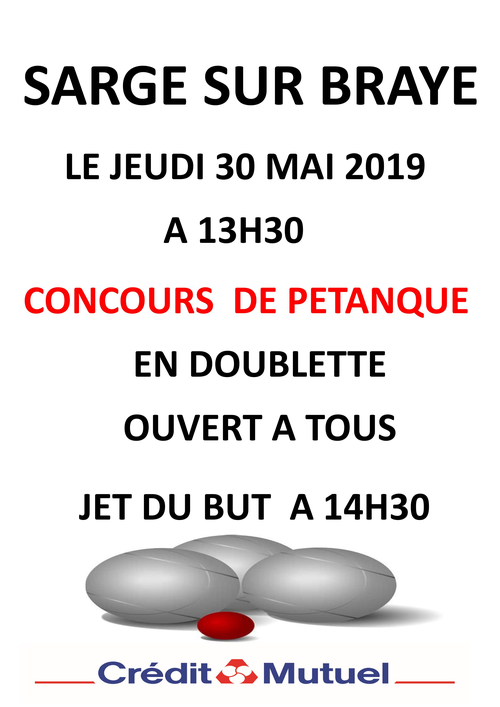 Concours de pétanque en Doublette - Sargé-sur-Braye