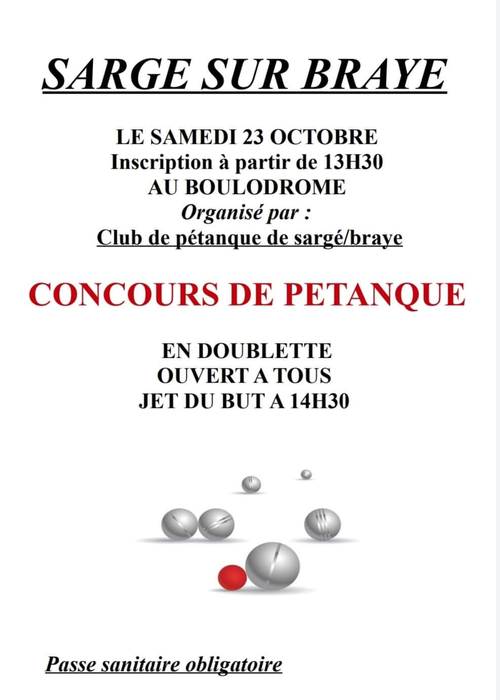 Concours de pétanque en Doublette - Sargé-sur-Braye