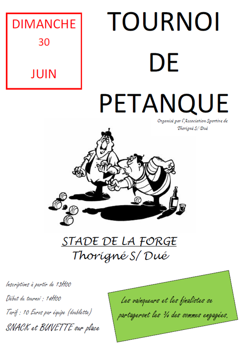 Concours de pétanque en Doublette - Thorigné-sur-Dué