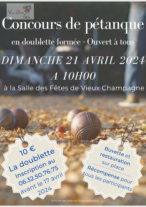 Concours de pétanque en Doublette - Vieux-Champagne
