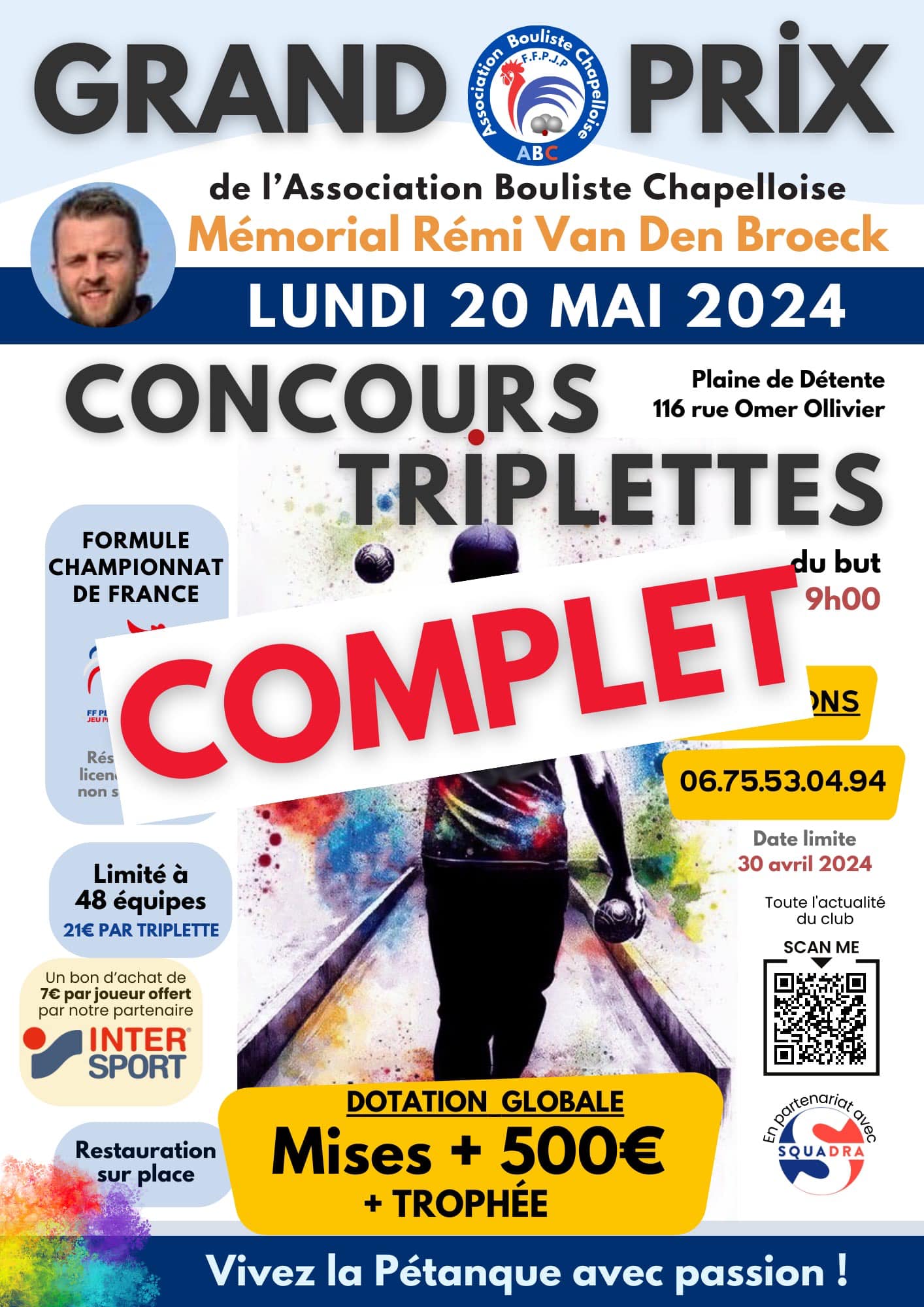 Concours en Triplette le 20 mai 2024 - La Chapelle-d'Armentières - 59930