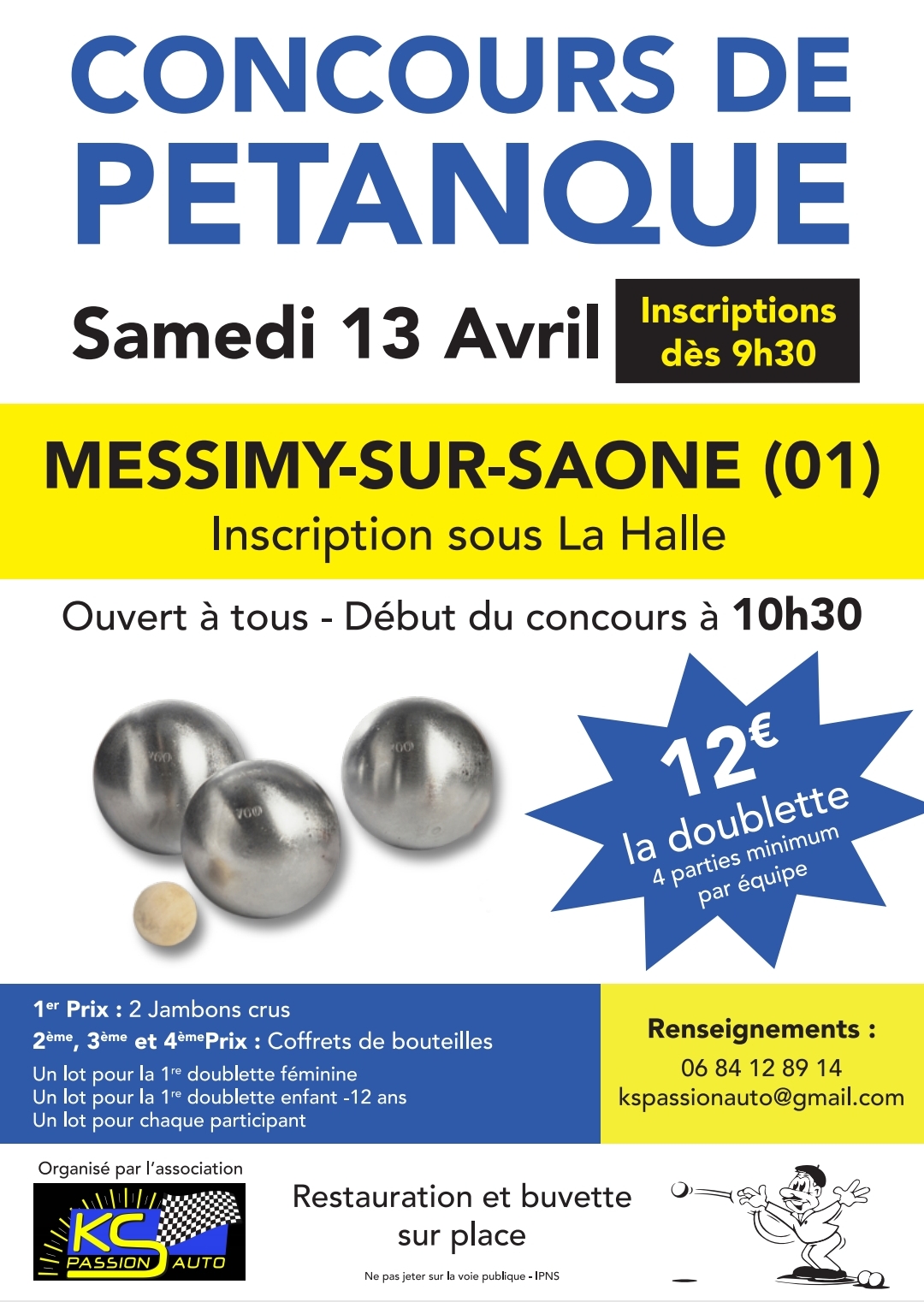 Concours de pétanque Ouvert à tous - Messimy-sur-Saône