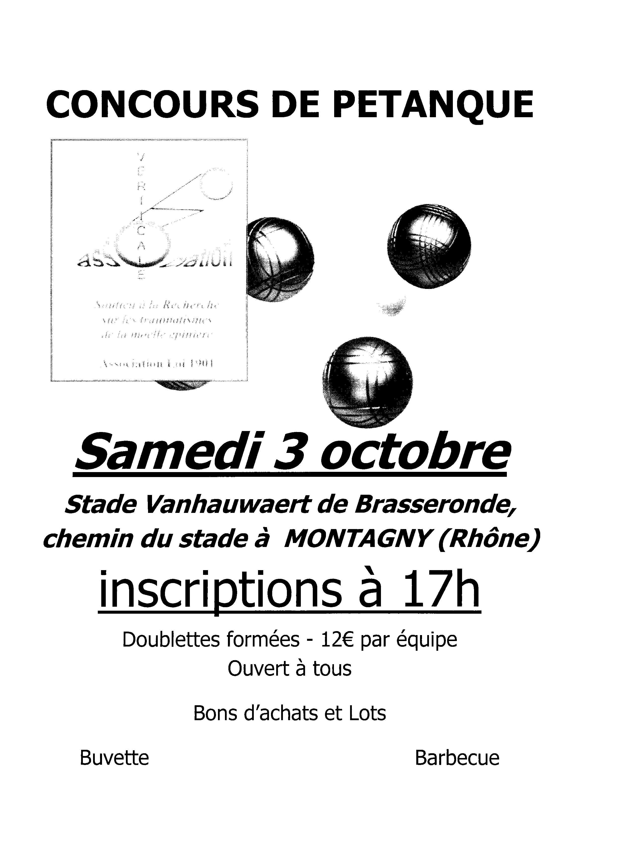 Concours de pétanque Ouvert à tous Montagny 03 octobre 2015 Doublette