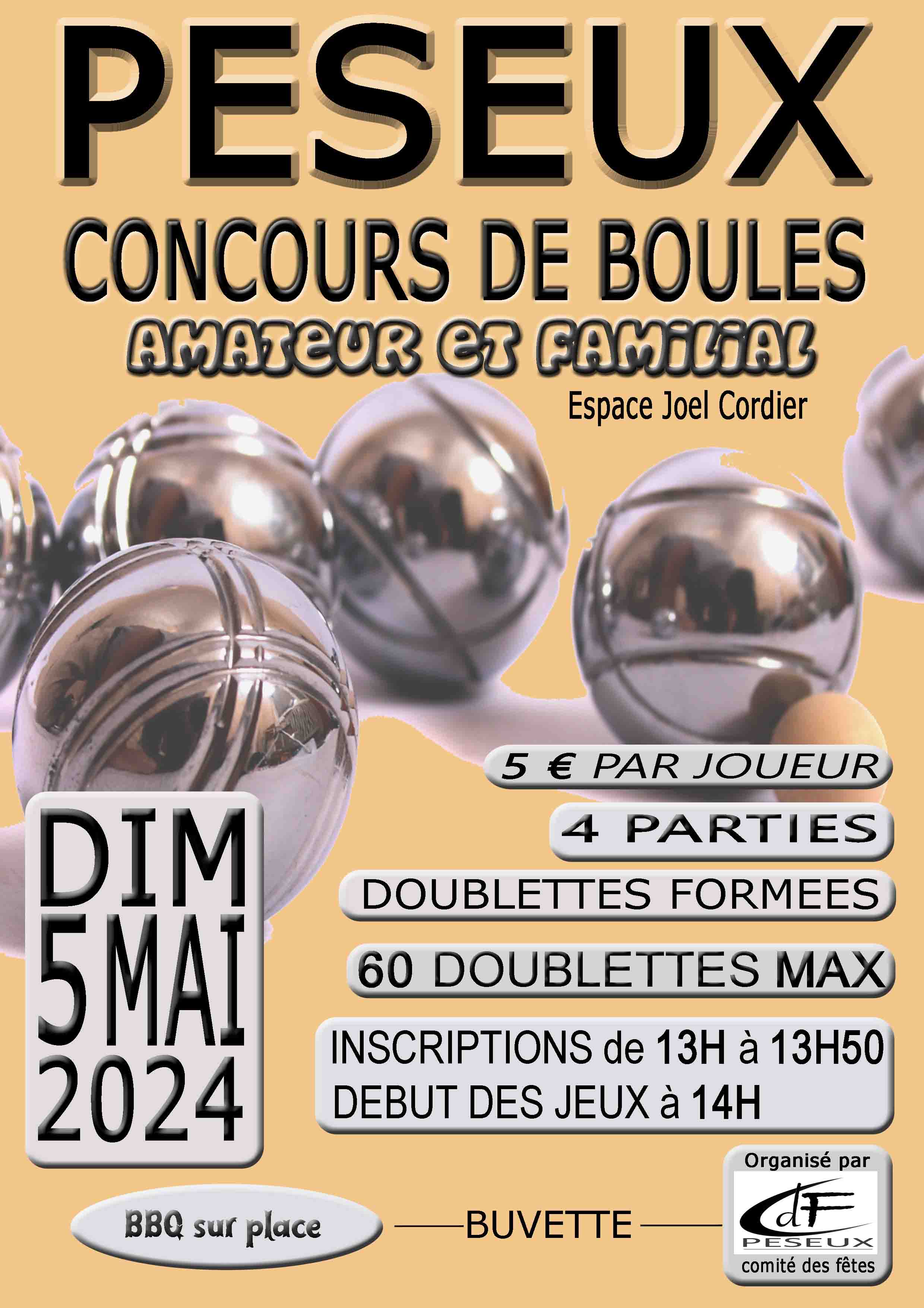 Concours en Doublette le 5 mai 2024 - Peseux - 39120