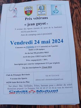 Concours en Triplette le 24 mai 2024 - Saint-Brevin-les-Pins - 44250