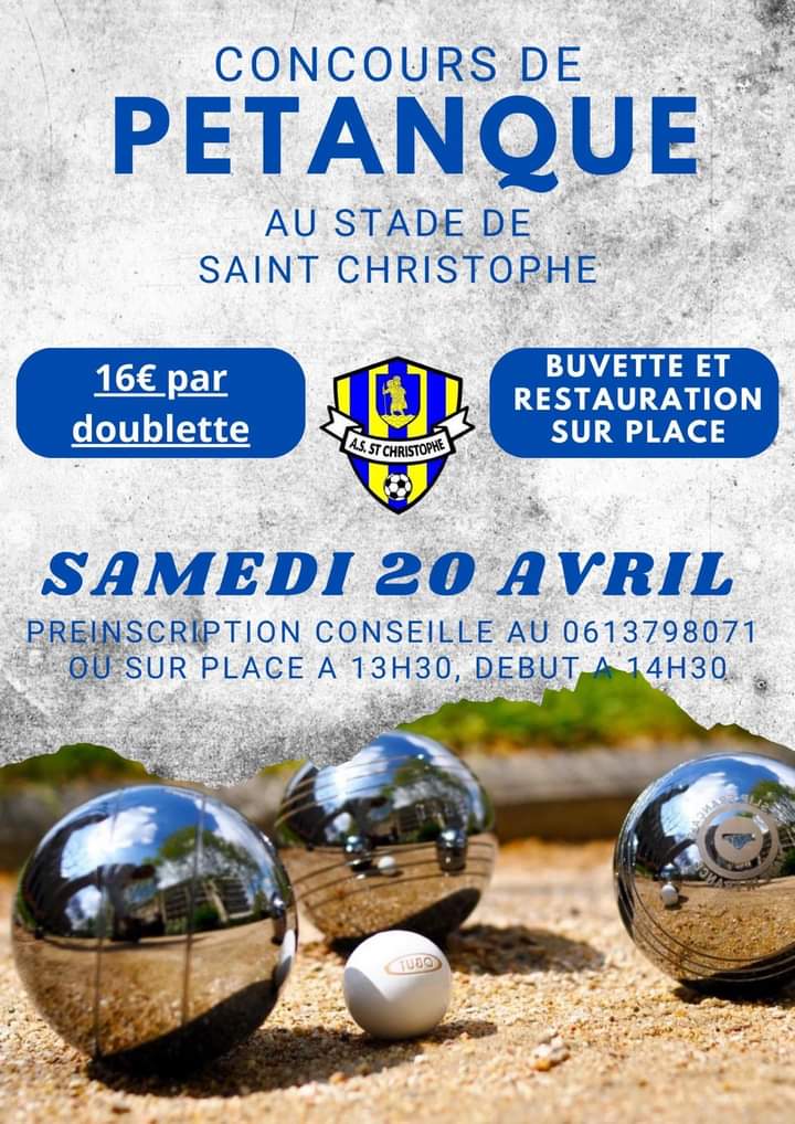Concours en Doublette le 20 avril 2024 - Saint-Christophe - 17220