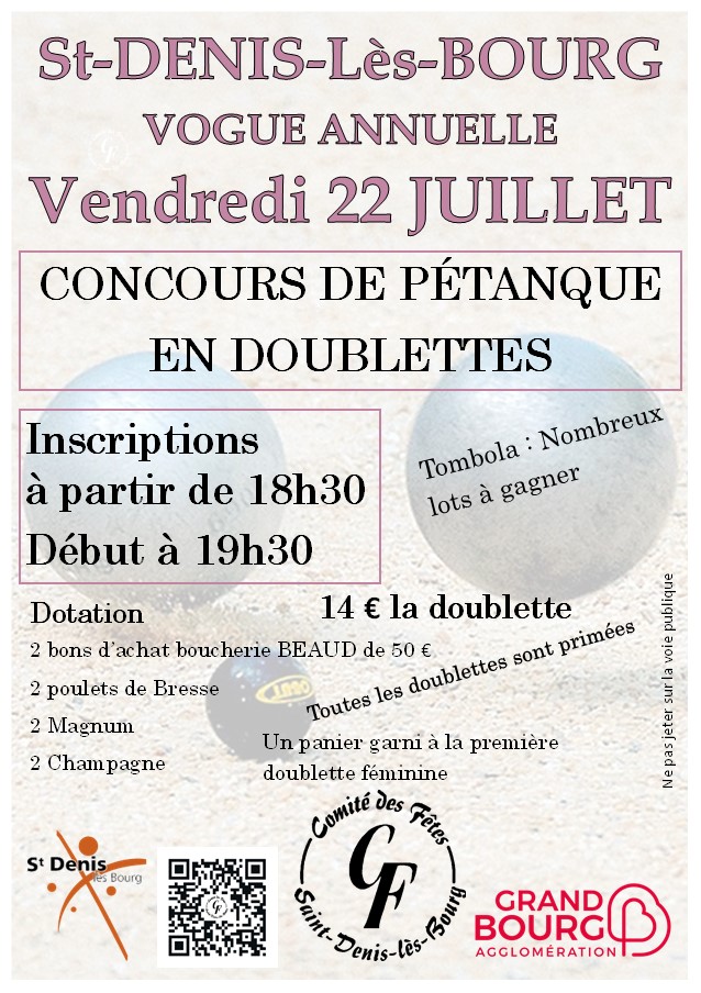 Concours De Pétanque Ouvert À Tous - Saint-Denis-Lès-Bourg - 22 Juillet  2022 - Doublette