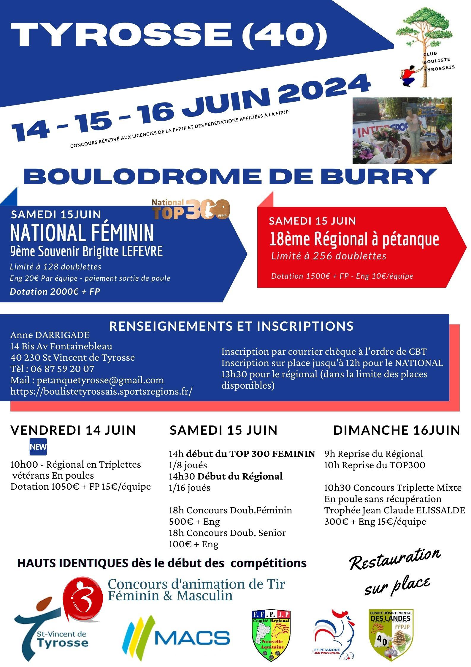 Concours en Doublette le 15 juin 2024 - Saint-Vincent-de-Tyrosse - 40230