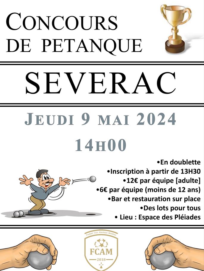 Concours en Doublette le 9 mai 2024 - Sévérac - 44530