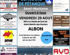 Concours en Doublette le 29 août 2025 - Albon - 26140