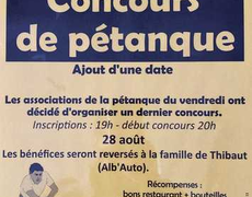 Concours en Doublette le 28 août 2026 - Alboussière - 07440