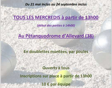 Concours en Doublette le 21 mai 2025 - Allevard - 38580