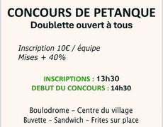 Concours en Doublette le 6 août 2025 - Arinthod - 39240