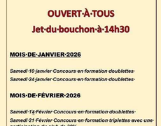 Concours en Doublette le 24 janvier 2026 - Behren-lès-Forbach - 57460