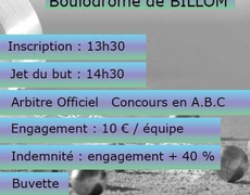 Concours en Doublette le 7 juillet 2026 - BILLOM