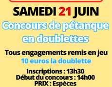 Concours en Doublette le 21 juin 2025 - Bouër - 72390