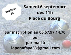 Concours en Triplette le 6 septembre 2025 - Cénac - 33360